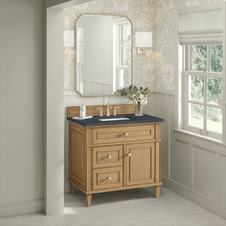 36 Inch Lorelai Freestanding Vanity in Light Natural Oak / Charcoal Soapstone Top
