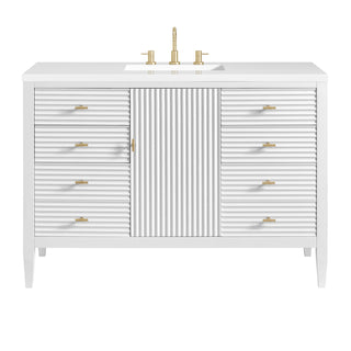 48 Inch Myrrin Freestanding Vanity in Bright White / White Zeus Top