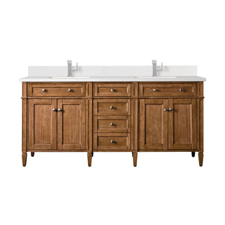 72 Inch Brittany Freestanding Vanity in Saddle Brown / White Zeus Top