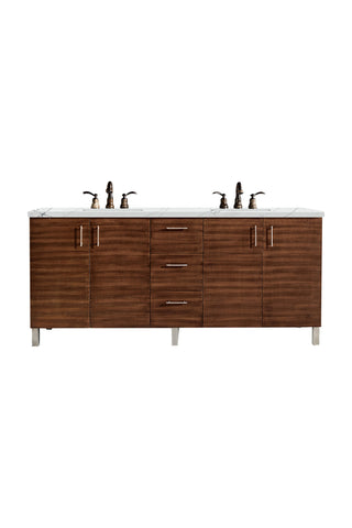 72 Inch Metropolitan Dual Mount Vanity in American Walnut / Ethereal Noctis Top