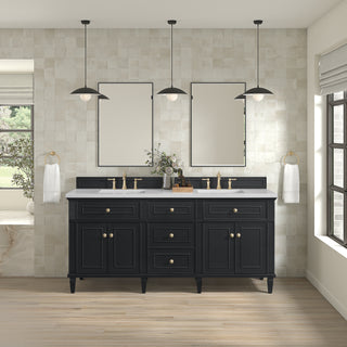 72 Inch Lorelai Freestanding Vanity in Black Onyx / Arctic Fall Top
