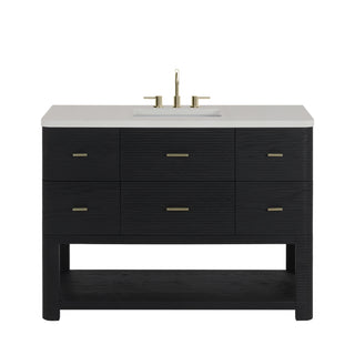 48 Inch Lucian Freestanding Vanity in Carbon Oak / White Zeus Top
