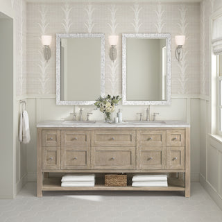72 Inch Breckenridge Freestanding Vanity in Whitewashed Oak / White Zeus Top