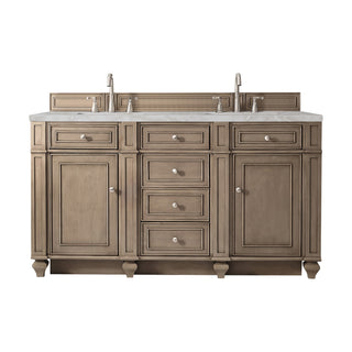 60 Inch Bristol Freestanding Vanity in Whitewashed Walnut / Victorian Silver Top