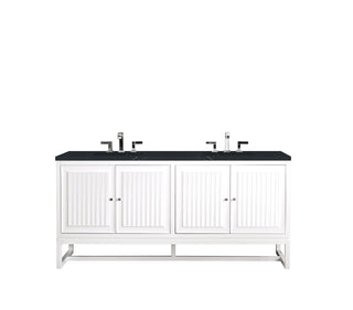 72 Inch Athens Dual Mount Vanity in Glossy White / Charcoal Soapstone Top