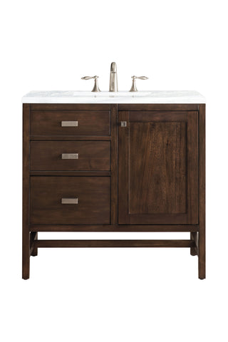 36 Inch Addison Freestanding Vanity in Mid-Century Acacia / Arctic Fall Top