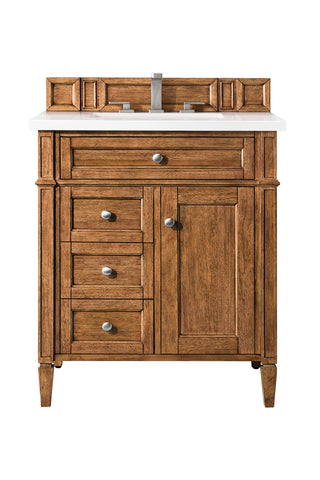 30 Inch Brittany Freestanding Vanity in Saddle Brown / White Zeus Top