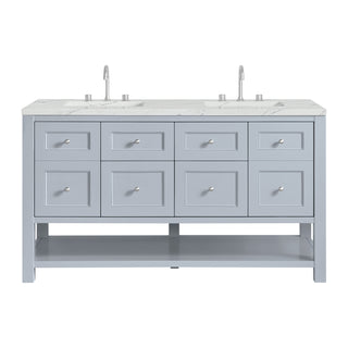 60 Inch Breckenridge Freestanding Vanity in Serenity Blue / Ethereal Noctis Top
