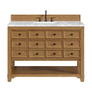48 Inch Malibu Freestanding Vanity in Amber Birch / Carrara White Top