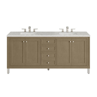 72 Inch Chicago Freestanding Vanity in Walnut Whisper / Eternal Jasmine Pearl Top