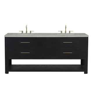 72 Inch Lucian Freestanding Vanity in Carbon Oak / White Zeus Top