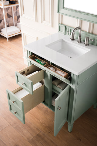 30 Inch Brittany Freestanding Vanity in Sage Green / White Zeus Top