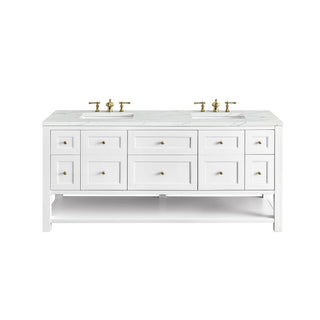 72 Inch Breckenridge Freestanding Vanity in Bright White / Ethereal Noctis Top