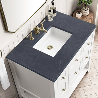 36 Inch Breckenridge Freestanding Vanity in Bright White / Charcoal Soapstone Top