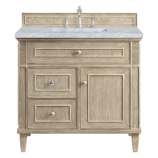 36 Inch Lorelai Freestanding Vanity in Whitewashed Oak / Carrara White Top