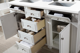 60 Inch Bristol Freestanding Vanity in Bright White / White Zeus Top