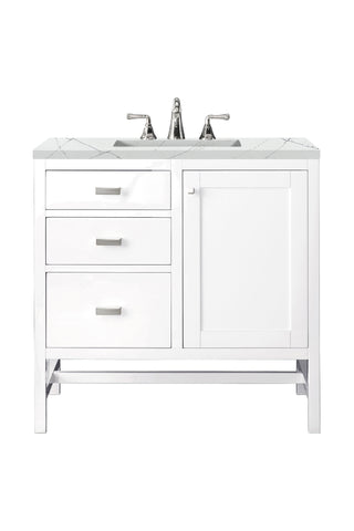 36 Inch Addison Freestanding Vanity in Glossy White / Ethereal Noctis Top