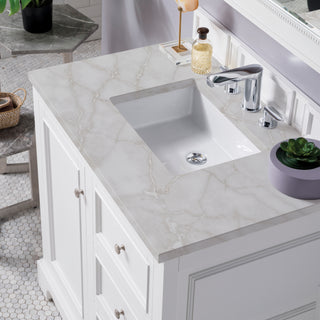 37.25 Inch De Soto Freestanding Vanity in Bright White / Victorian Silver Top