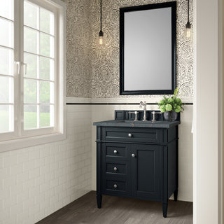 30 Inch Brittany Freestanding Vanity in Black Onyx / Parisien Bleu Top