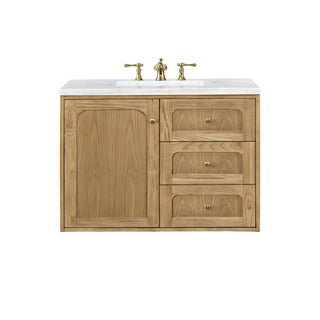 36 Inch Laurent Dual Mount Vanity in Light Natural Oak / Arctic Fall Top