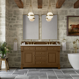 60 Inch Brookfield Freestanding Vanity in Honey Oak / Ethereal Noctis Top