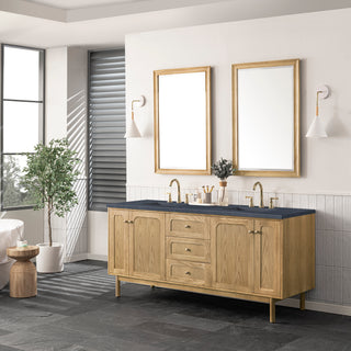72 Inch Laurent Dual Mount Vanity in Light Natural Oak / Charcoal Soapstone Top
