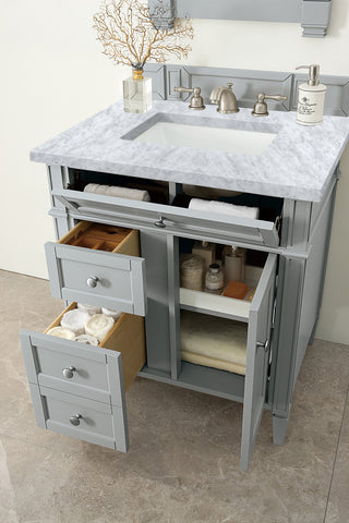30 Inch Brittany Freestanding Vanity in Urban Gray / Carrara White Top