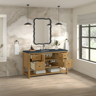 60 Inch Breckenridge Freestanding Vanity in Light Natural Oak / Charcoal Soapstone Top