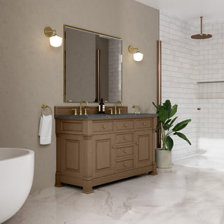 60 Inch Brookfield Freestanding Vanity in Pecan / Parisien Bleu Top