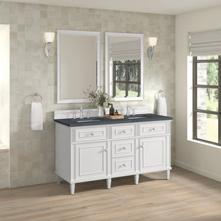 60 Inch Lorelai Freestanding Vanity in Bright White / Charcoal Soapstone Top