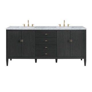72 Inch Myrrin Freestanding Vanity in Carbon Oak / Carrara White Top