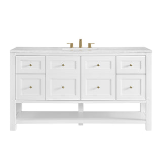 60 Inch Breckenridge Freestanding Vanity in Bright White / Arctic Fall Top