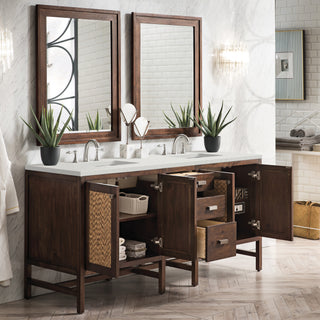 72 Inch Addison Freestanding Vanity in Mid-Century Acacia / Lime Delight Top