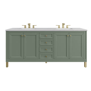 72 Inch Chicago Freestanding Vanity in Smokey Celadon / Arctic Fall Top
