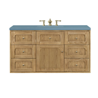 48 Inch Laurent Dual Mount Vanity in Light Natural Oak / Cala Blue Top