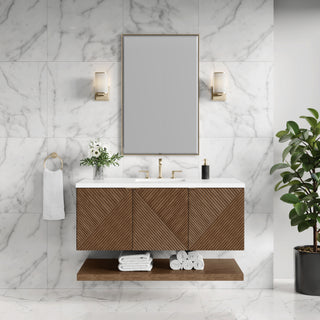 48 Inch Marcello Floating Vanity in Chestnut / White Zeus Top