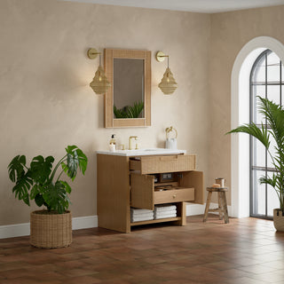 36 Inch Solene Freestanding Vanity in Seaside Oak / Arctic Fall Top