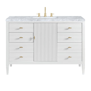 48 Inch Myrrin Freestanding Vanity in Bright White / Carrara White Top