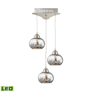 Ciotola Single LED Pendant Complete with Mercury Glass Shade and Holder