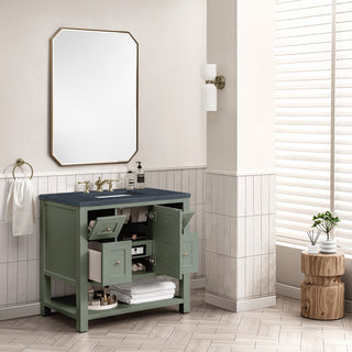 36 Inch Breckenridge Freestanding Vanity in Smokey Celadon / Charcoal Soapstone Top