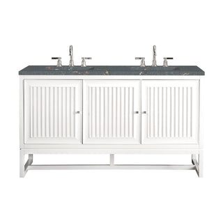 60 Inch Athens Dual Mount Vanity in Glossy White / Parisien Bleu Top