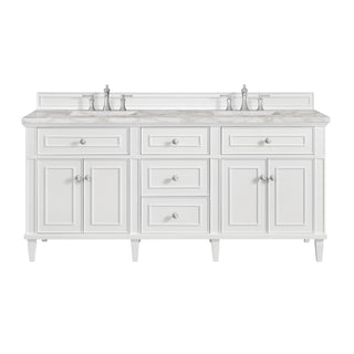 72 Inch Lorelai Freestanding Vanity in Bright White / Victorian Silver Top