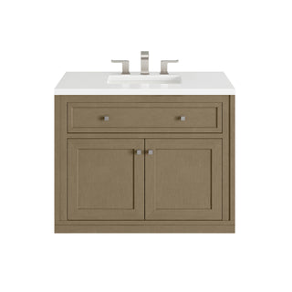 36 Inch Chicago Freestanding Vanity in Walnut Whisper / White Zeus Top