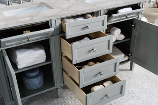 60 Inch Brittany Freestanding Vanity in Urban Gray / Victorian Silver Top