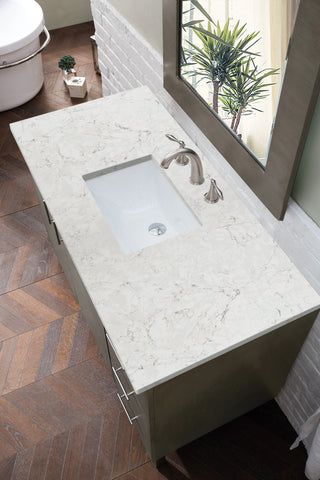 48 Inch Metropolitan Dual Mount Vanity in Silver Oak / Eternal Jasmine Pearl Top