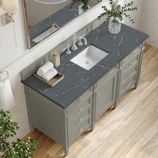 60 Inch Brittany Freestanding Vanity in Urban Gray / Parisien Bleu Top