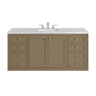 60 Inch Chicago Freestanding Vanity in Walnut Whisper / Arctic Fall Top