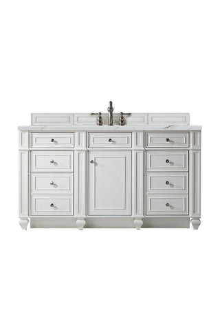 60 Inch Bristol Freestanding Vanity in Bright White / Ethereal Noctis Top