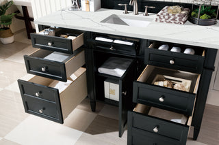 60 Inch Brittany Freestanding Vanity in Black Onyx / Ethereal Noctis Top