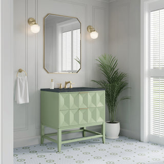 36 Inch Emmeline Freestanding Vanity in Pistachio / Charcoal Soapstone Top